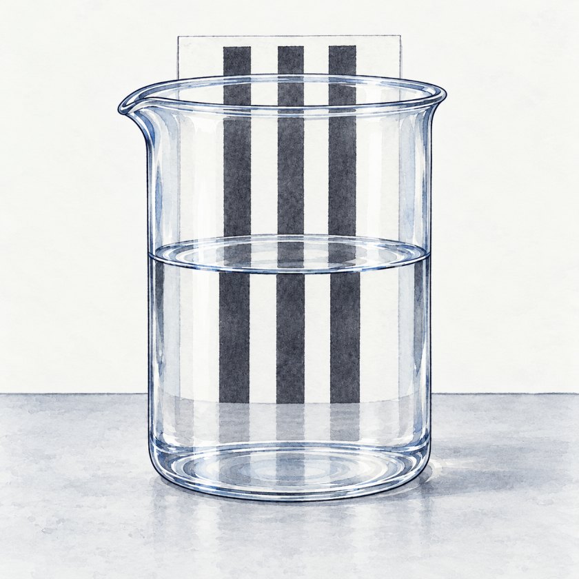 Pure water: water only. One substance; clear and colourless.